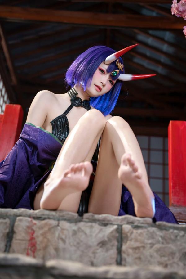    九柒喵 - 酒吞童子 原皮：极致还原COS，诱惑和风私房，绝美妖艳鬼王第46张图片