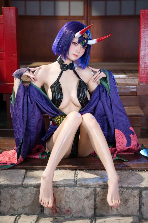    九柒喵 - 酒吞童子 原皮：极致还原COS，诱惑和风私房，绝美妖艳鬼王第61张图片