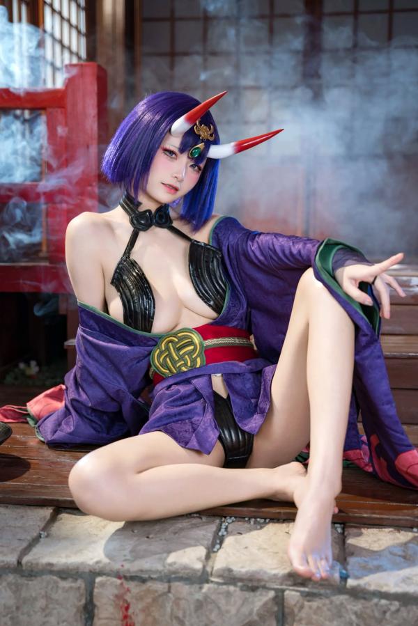    九柒喵 - 酒吞童子 原皮：极致还原COS，诱惑和风私房，绝美妖艳鬼王第68张图片