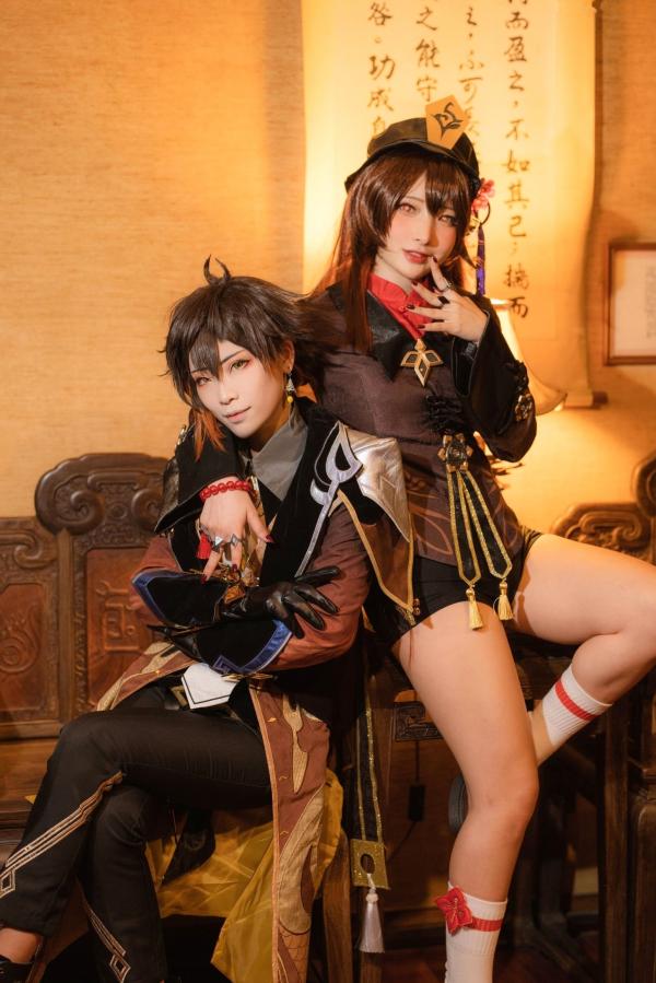    Fantasy-Factory小丁Ding与搭档双人组：原神往生堂胡桃钟离高质量Cosplay精选，古风场景绝美大片，2022.12作品第14张图片
