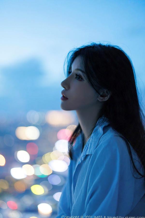    IMiss爱蜜社 泥鳅鳅：清爽浅蓝衬衫搭配粉色蕾丝内衣，极品诱惑私房写真，邻家女孩纯欲风格第36张图片