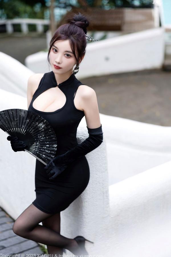 杨晨晨 sugar小甜心CC  XiaoYu语画界 1070 杨晨晨Yome 贵州旅拍：高冷风黑色镂空礼裙、丝袜美腿极致诱惑、大尺度内衣私房写真集 2023.07.14 无圣光第2张图片