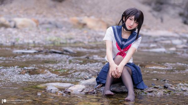    Fantasy-Factory-小丁Ding-户外溪边清纯JK水手服诱惑黑丝，青葱校园制服私房大片第1张图片