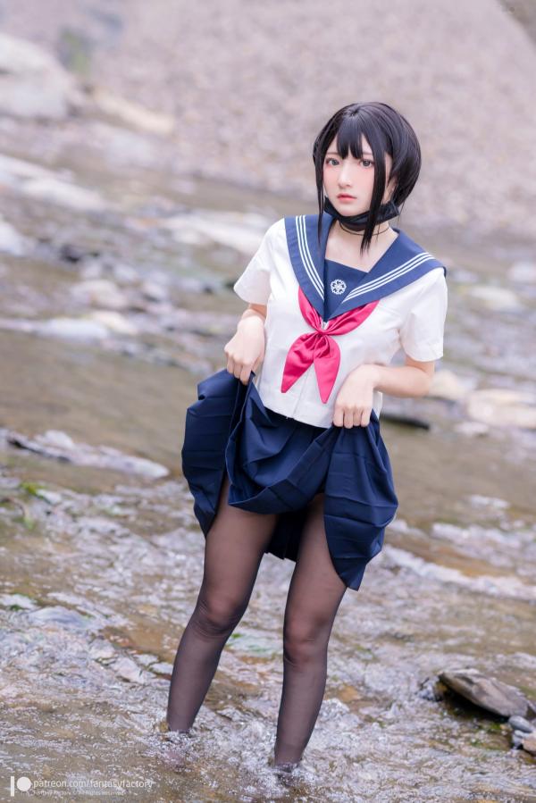    Fantasy-Factory-小丁Ding-户外溪边清纯JK水手服诱惑黑丝，青葱校园制服私房大片第2张图片