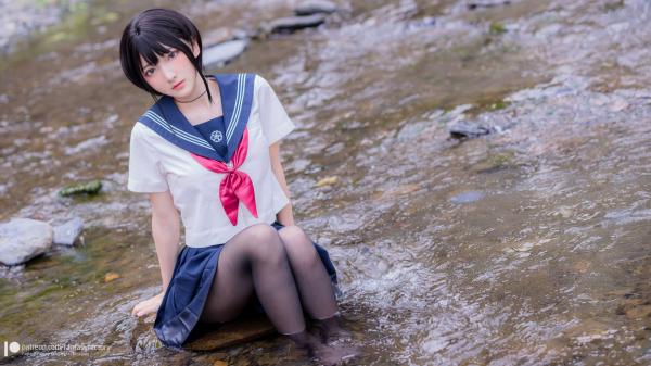    Fantasy-Factory-小丁Ding-户外溪边清纯JK水手服诱惑黑丝，青葱校园制服私房大片第5张图片