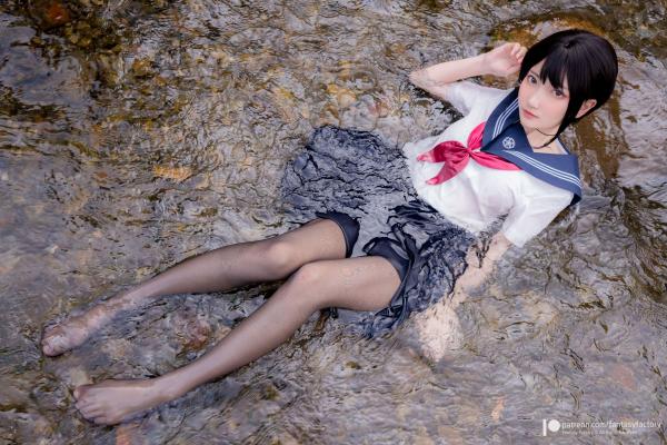    Fantasy-Factory-小丁Ding-户外溪边清纯JK水手服诱惑黑丝，青葱校园制服私房大片第10张图片