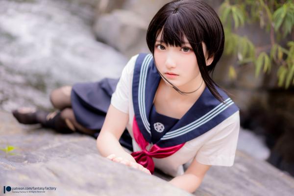    Fantasy-Factory-小丁Ding-户外溪边清纯JK水手服诱惑黑丝，青葱校园制服私房大片第20张图片