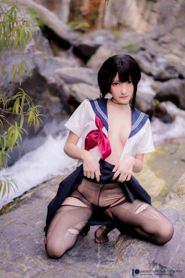    Fantasy-Factory-小丁Ding-户外溪边清纯JK水手服诱惑黑丝，青葱校园制服私房大片第25张图片
