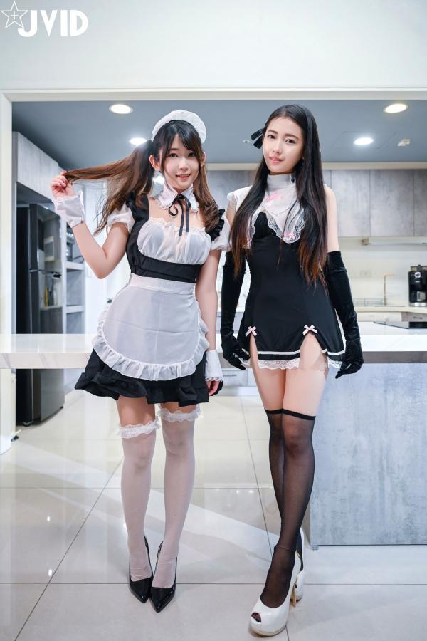    JVID-夏暮光&肉包Mini-豪宅双女仆制服诱惑，餐桌尺度比拼，大尺度性感内衣私房照第9张图片