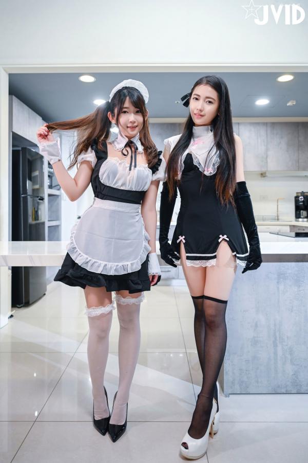    JVID-夏暮光&肉包Mini-豪宅双女仆制服诱惑，餐桌尺度比拼，大尺度性感内衣私房照第10张图片