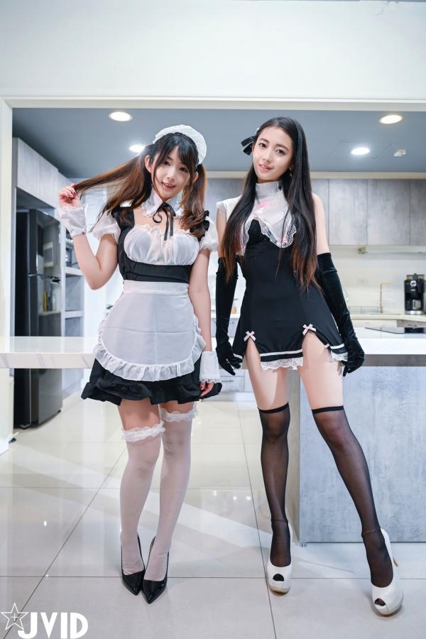    JVID-夏暮光&肉包Mini-豪宅双女仆制服诱惑，餐桌尺度比拼，大尺度性感内衣私房照第11张图片