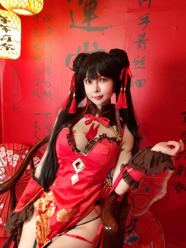   亚马逊鲶鱼 - 时崎狂三 新年改良旗袍 角色扮演写真 [25P]第3张图片