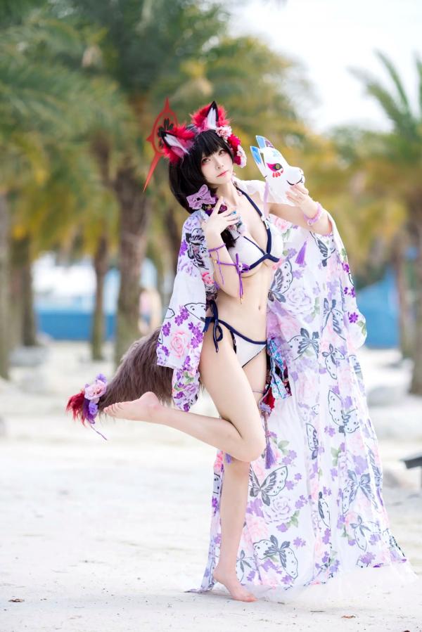   九柒喵 - 蔚蓝档案 狐坂若藻泳装比基尼角色扮演高清写真 [23P]第2张图片