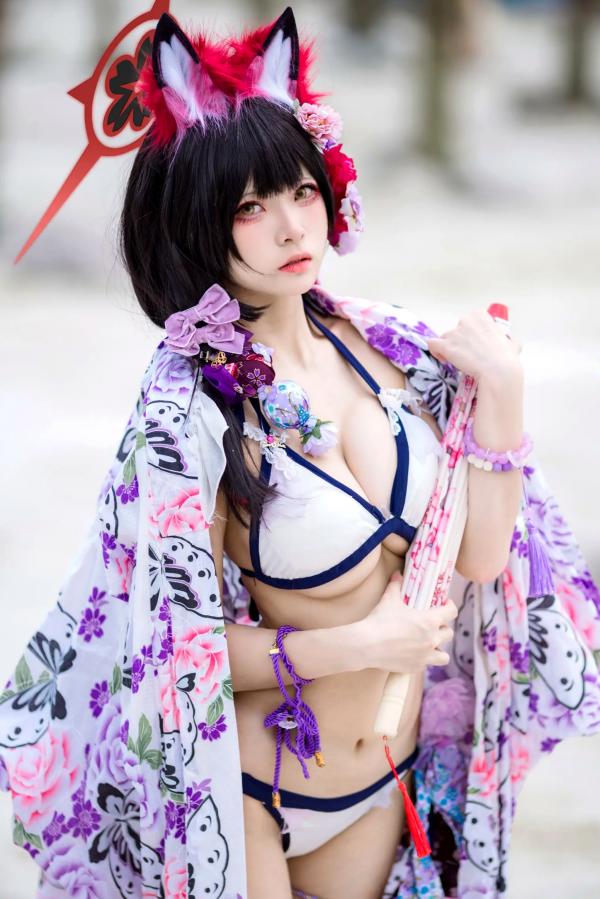    九柒喵 - 蔚蓝档案 狐坂若藻泳装比基尼角色扮演高清写真 [23P]第3张图片