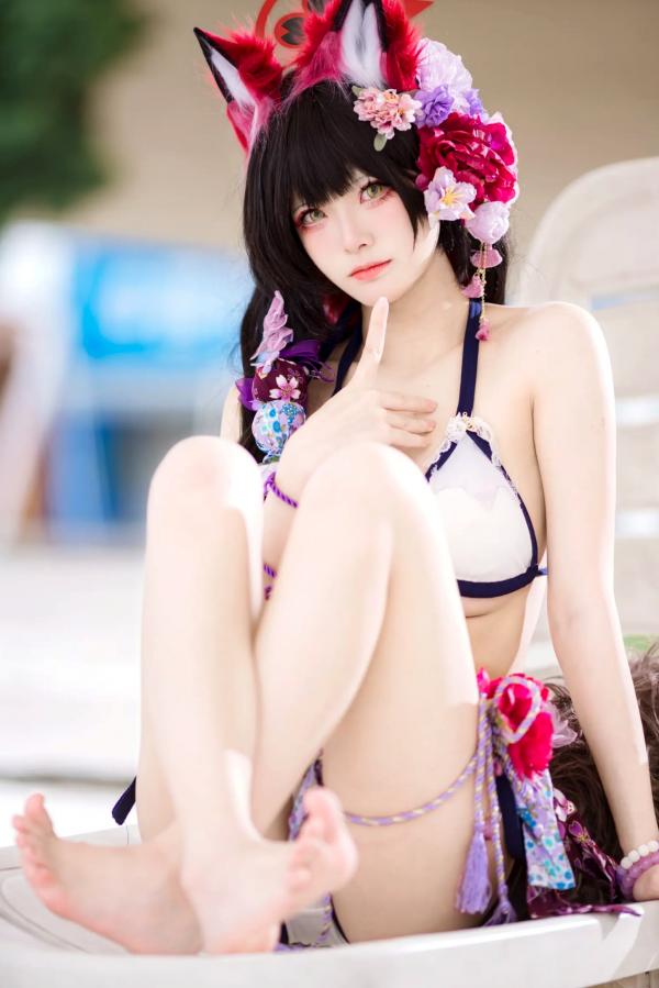    九柒喵 - 蔚蓝档案 狐坂若藻泳装比基尼角色扮演高清写真 [23P]第19张图片