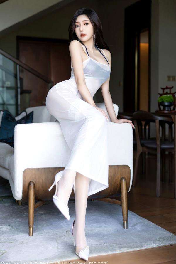 王馨瑶   XiaoYu语画界-王馨瑶yanni：现代家居内衣私房，轻透白纱勾勒极品美腿，冷艳性感绝美大片第18张图片