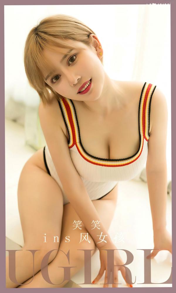    UGirls尤果圈笑笑ins风清新写真，少女感白T热裤与连体衣的纯欲诱惑，大尺度无圣光美图第1张图片