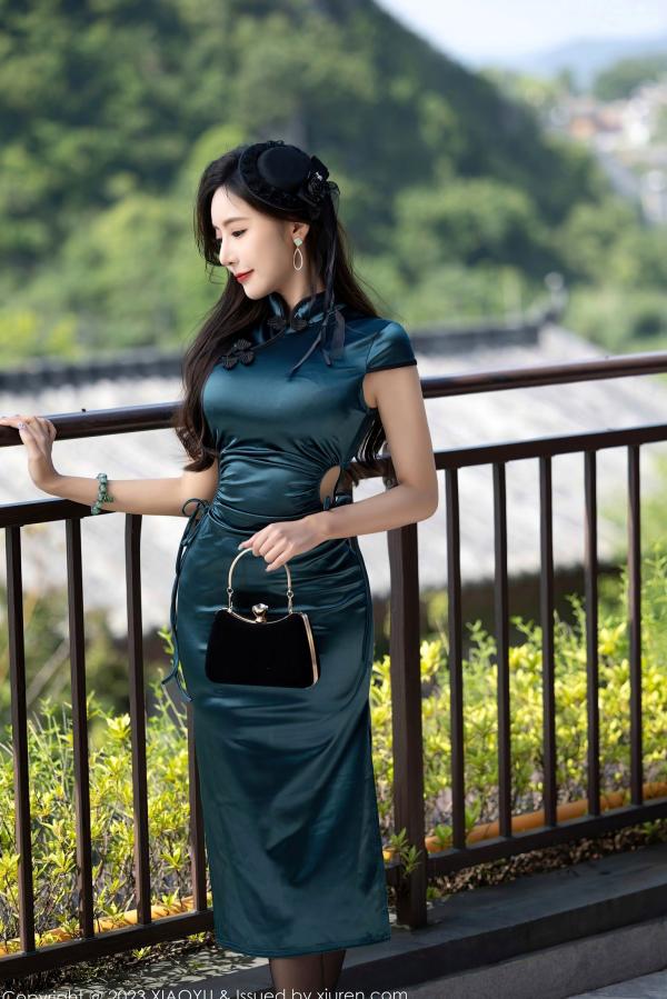 王馨瑶   XiaoYu语画界-1048-王馨瑶Yanni-暗绿色旗袍配黑丝诱惑-极品美腿性感女神-无圣光大尺度唯美写真-2023.06.13第6张图片