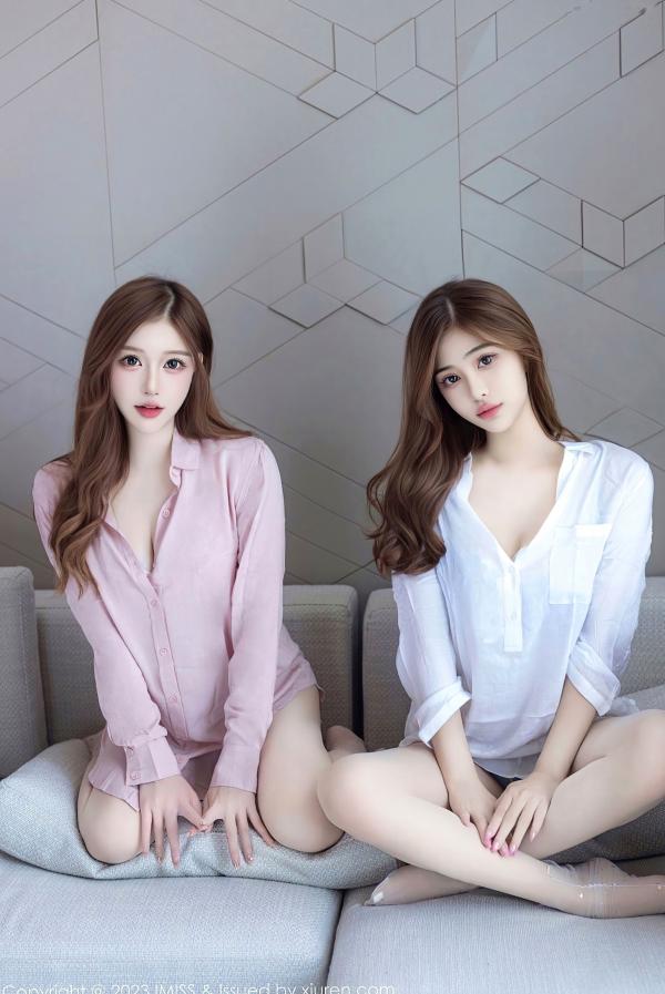    IMiss爱蜜社-753-Lavinia肉肉与姐妹花-清纯白衬衫私房照与性感内衣诱惑-2023.09.21第8张图片