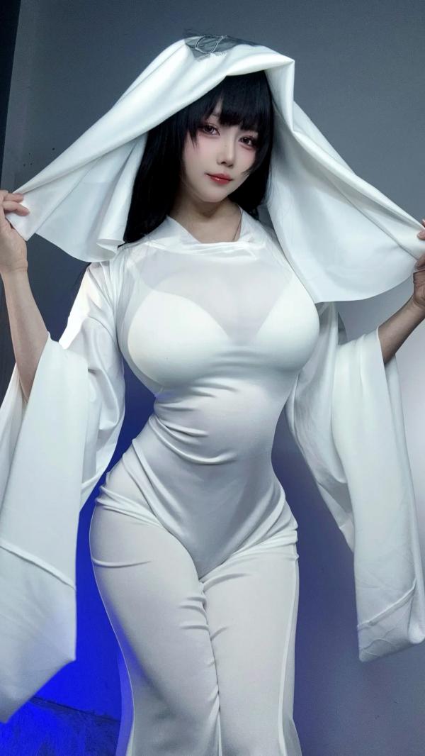    末夜787 - 可爱捣蛋鬼绝命幽灵娘，纯白透视长袍角色扮演私房照，性感撩人诱惑写真 [25P]第2张图片