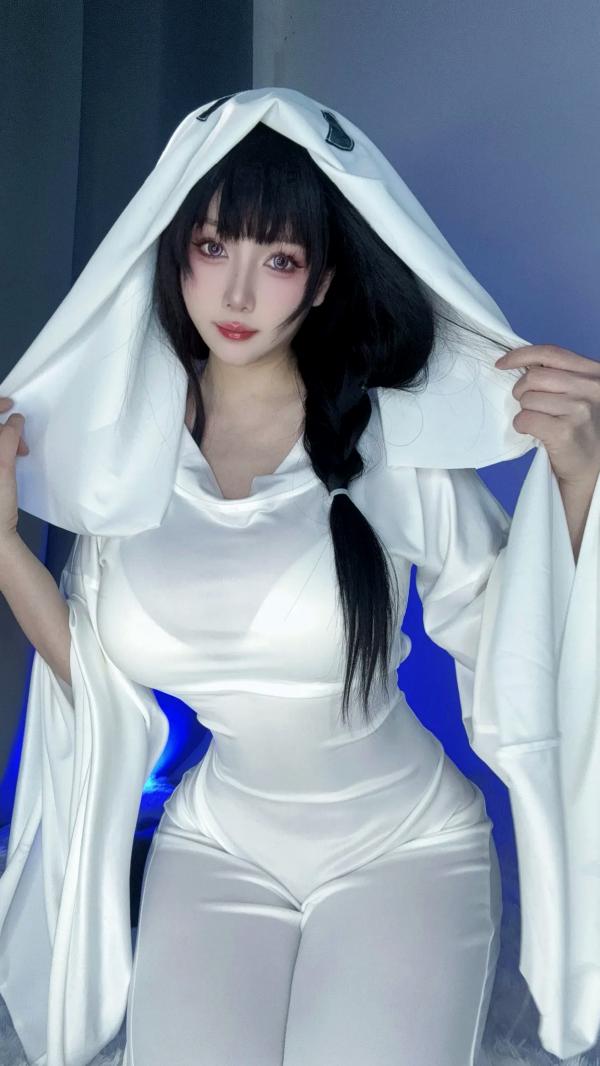    末夜787 - 可爱捣蛋鬼绝命幽灵娘，纯白透视长袍角色扮演私房照，性感撩人诱惑写真 [25P]第4张图片
