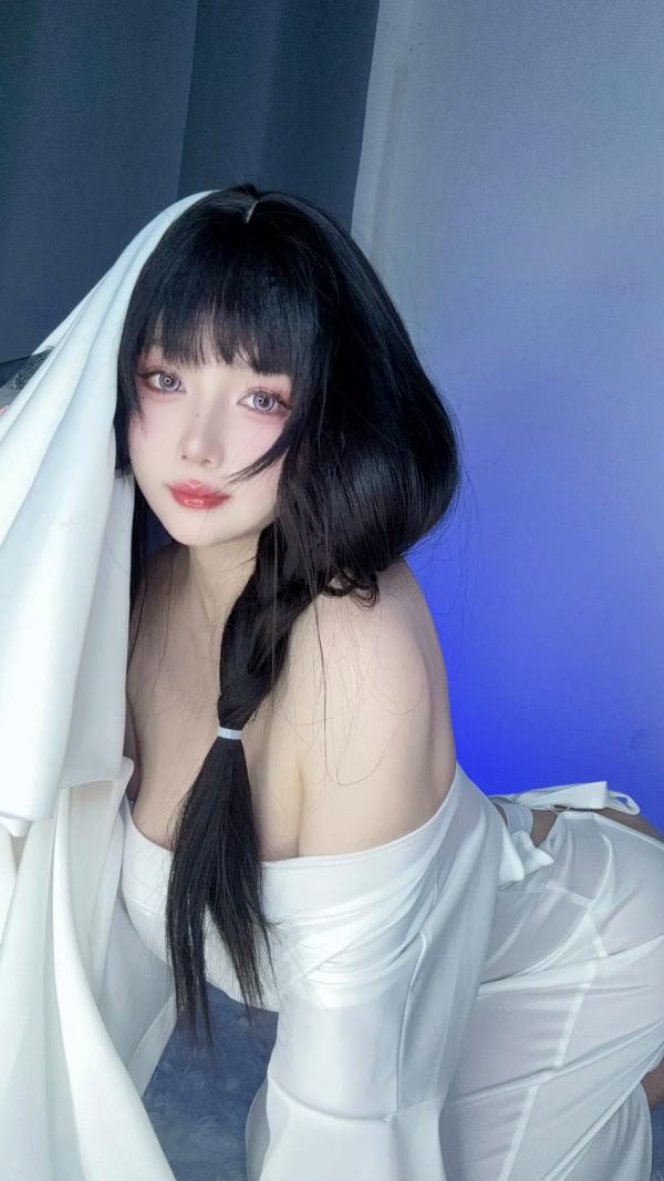    末夜787 - 可爱捣蛋鬼绝命幽灵娘，纯白透视长袍角色扮演私房照，性感撩人诱惑写真 [25P]第9张图片