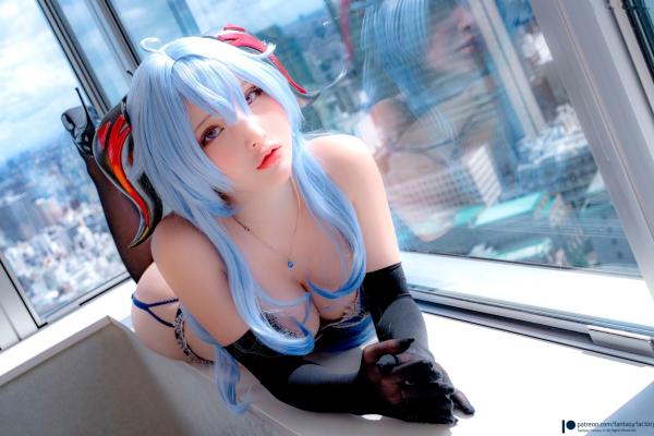    Fantasy-Factory-小丁Ding甘雨角色扮演私房照-高空落地窗精致蕾丝内衣性感写真第24张图片