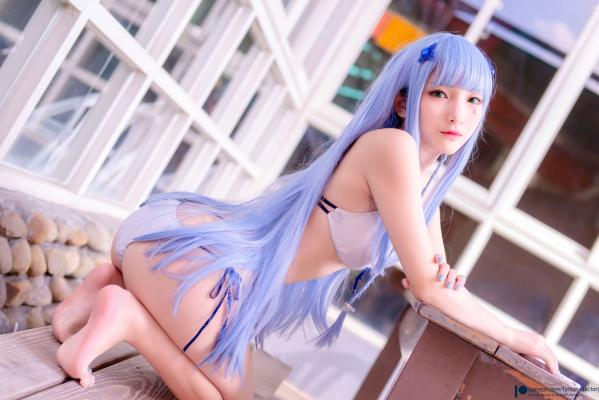    Fantasy-Factory-小丁Ding-少女前线HK416泳池私房-清纯蓝发泳装比基尼-性感COSplay角色扮演女神第23张图片