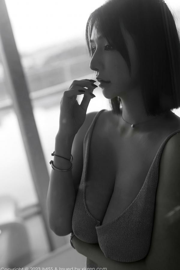    IMiss爱蜜社-752-Evon陈赞之-米色透视吊带短裙-唯美私房写真-室内诱惑大片第39张图片