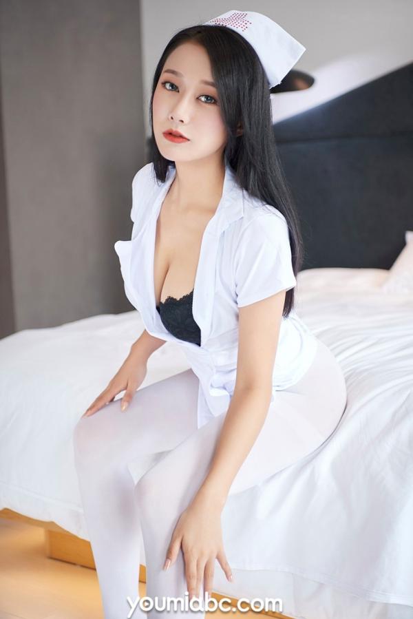    YouMi尤蜜-2019.10.30-何嘉颖-《纯白天使》-性感白衣护士角色扮演制服诱惑与美腿写真第4张图片