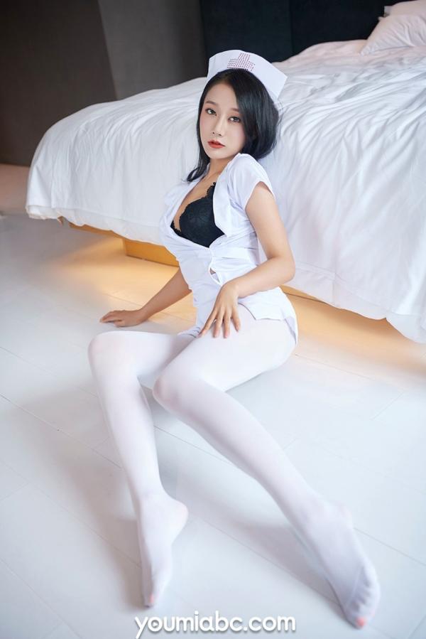    YouMi尤蜜-2019.10.30-何嘉颖-《纯白天使》-性感白衣护士角色扮演制服诱惑与美腿写真第8张图片
