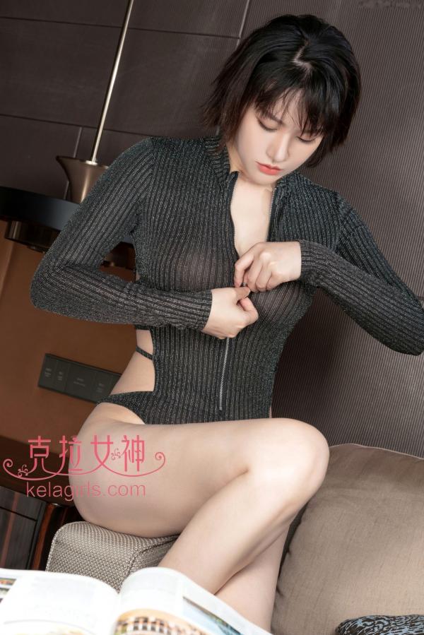    KelaGirls克拉女神宋黛：明月寄相思，黑色紧身连体衣尽显优雅曲线，高颜值居家室内性感写真第10张图片