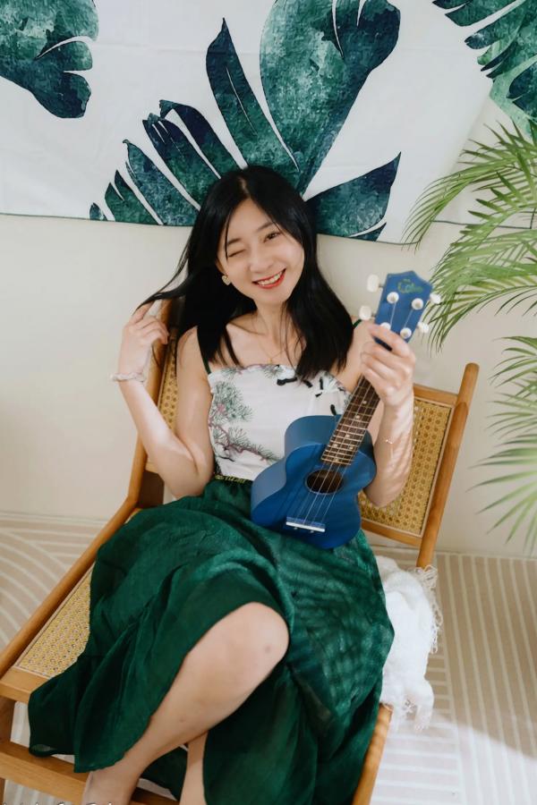    若颖 - 森系吊带长裙写真，清新治愈氧气少女，唯美私房摄影第21张图片