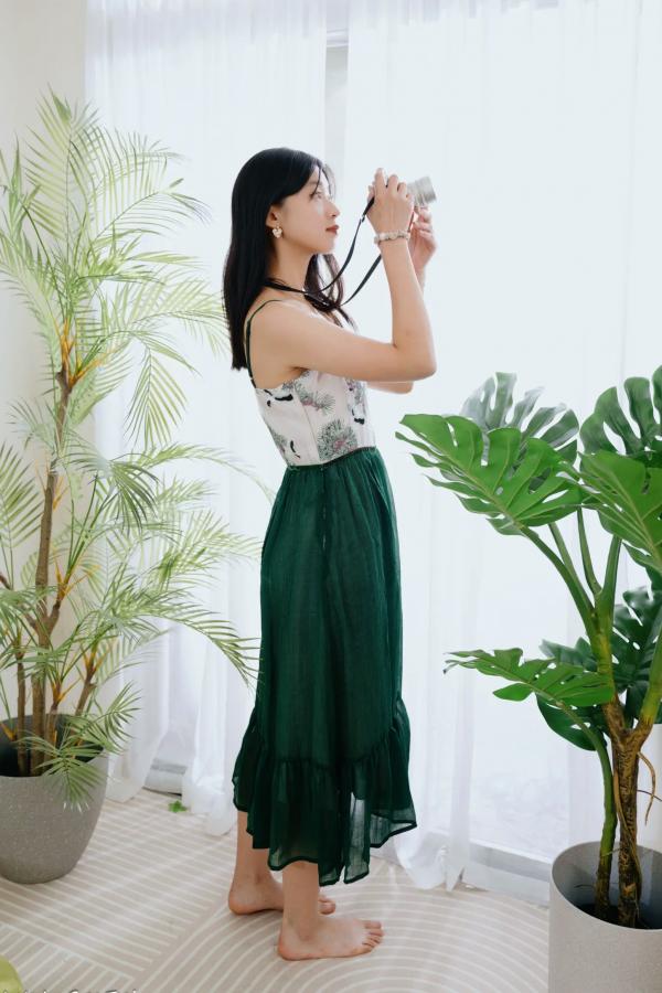    若颖 - 森系吊带长裙写真，清新治愈氧气少女，唯美私房摄影第95张图片
