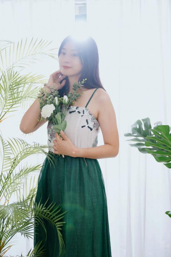    若颖 - 森系吊带长裙写真，清新治愈氧气少女，唯美私房摄影第117张图片