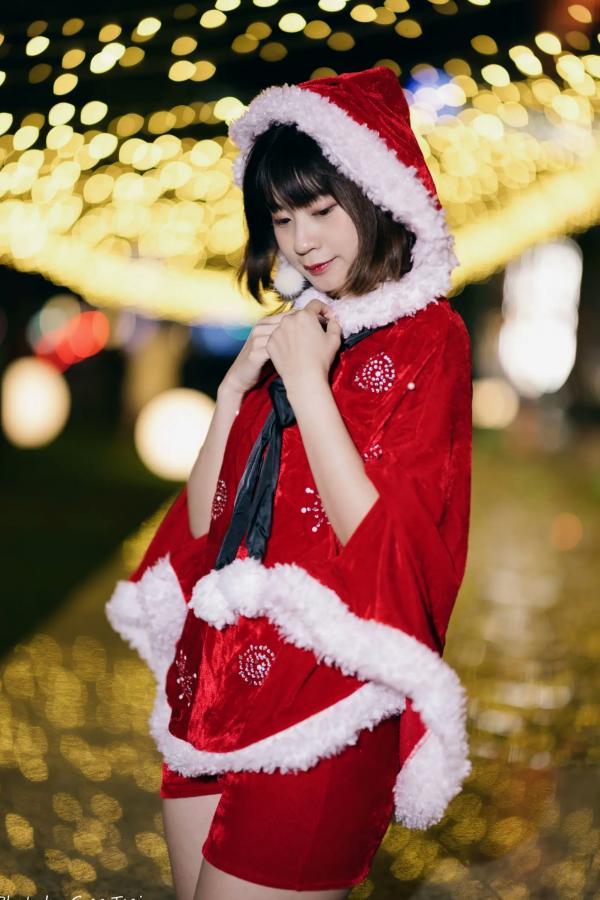    若颖圣诞特辑：可爱圣诞女郎街拍，户外灯光下的甜美治愈瞬间第46张图片