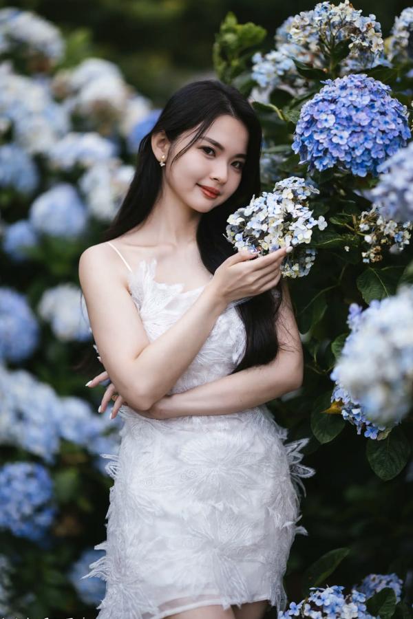    米浆 - 清新唯美绣球花丛女神写真，治愈系甜美户外花园私房照第59张图片
