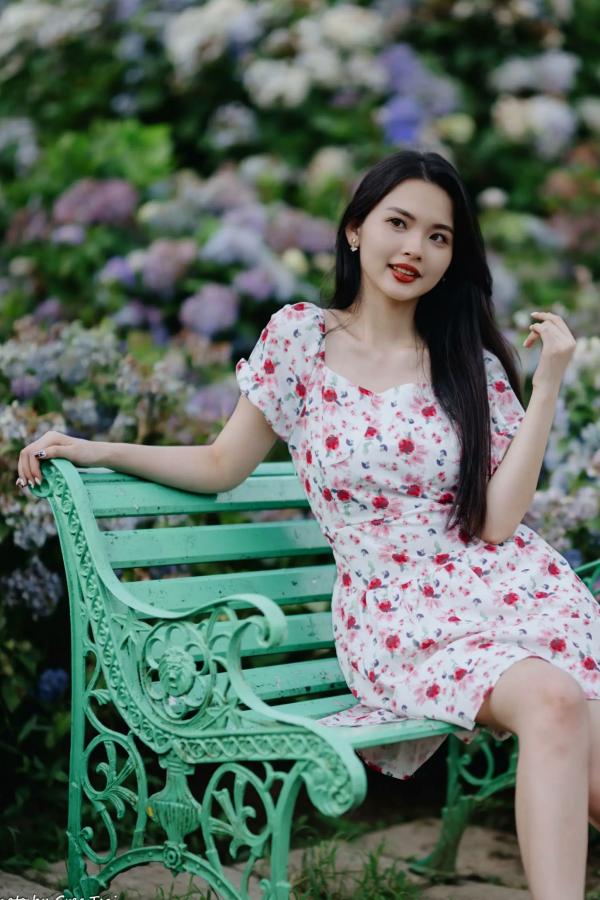    米浆 - 清新唯美绣球花丛女神写真，治愈系甜美户外花园私房照第80张图片