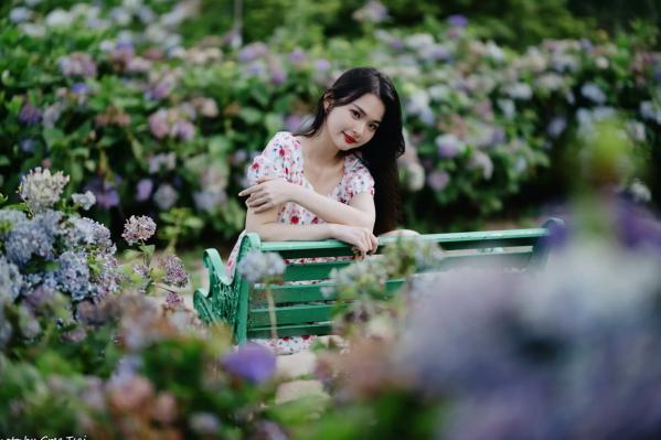    米浆 - 清新唯美绣球花丛女神写真，治愈系甜美户外花园私房照第84张图片