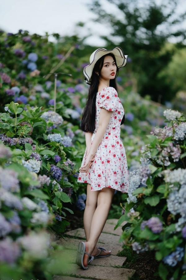    米浆 - 清新唯美绣球花丛女神写真，治愈系甜美户外花园私房照第88张图片