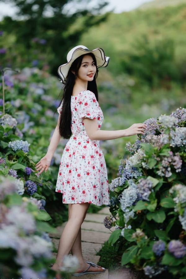    米浆 - 清新唯美绣球花丛女神写真，治愈系甜美户外花园私房照第91张图片