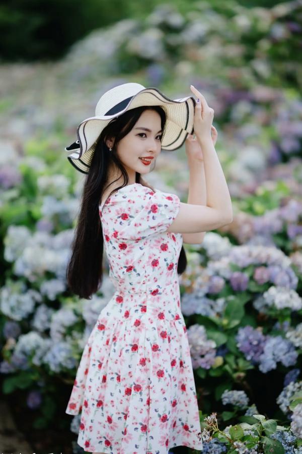    米浆 - 清新唯美绣球花丛女神写真，治愈系甜美户外花园私房照第96张图片