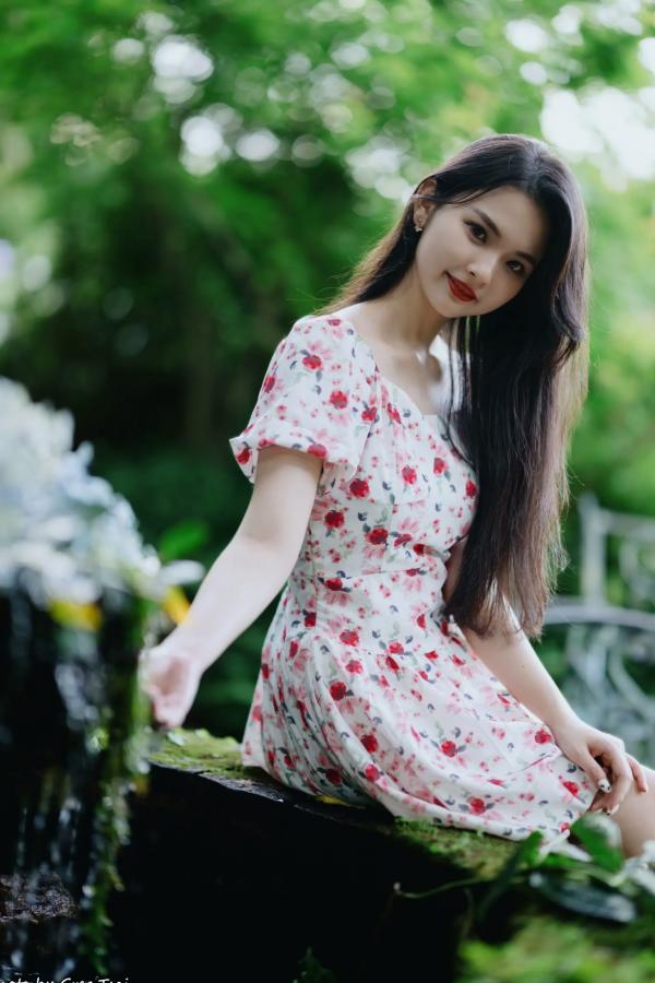    米浆 - 清新唯美绣球花丛女神写真，治愈系甜美户外花园私房照第111张图片