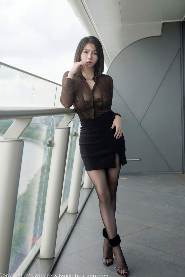    IMiss爱蜜社-744-Evon陈赞之：职场OL风透视衬衫，极致身材曲线，黑丝酒店私房写真第2张图片
