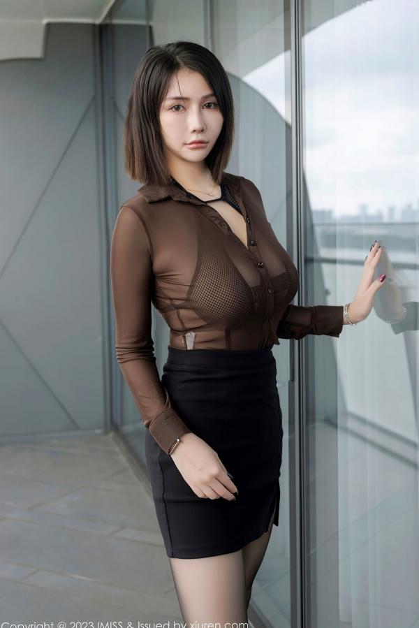   IMiss爱蜜社-744-Evon陈赞之：职场OL风透视衬衫，极致身材曲线，黑丝酒店私房写真第8张图片