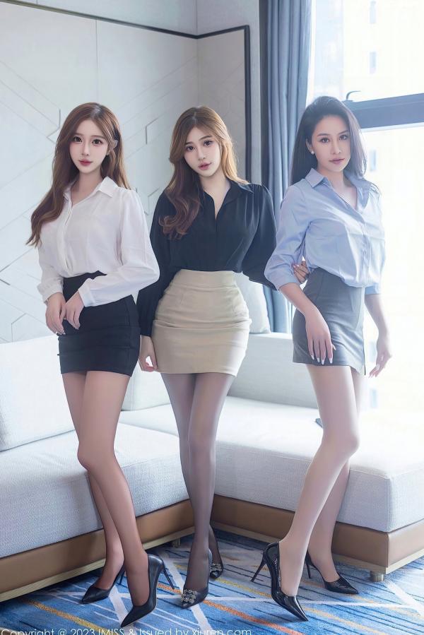    IMiss爱蜜社-743-Lavinia,Lindalinda,Jermy三姐妹：职业装OL与私房内衣诱惑，展现绝美身材与长腿女神魅力第3张图片