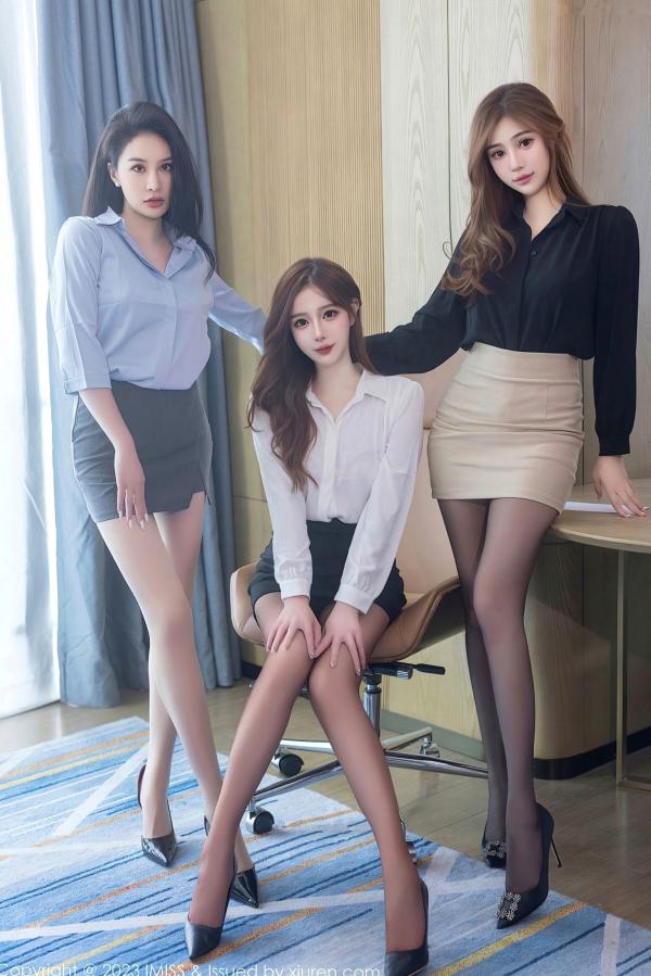    IMiss爱蜜社-743-Lavinia,Lindalinda,Jermy三姐妹：职业装OL与私房内衣诱惑，展现绝美身材与长腿女神魅力第9张图片