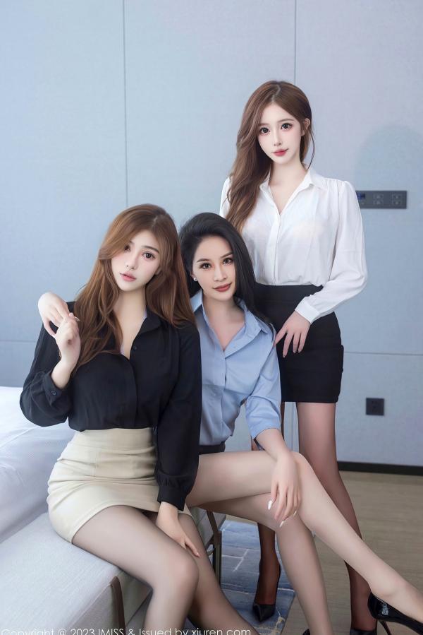    IMiss爱蜜社-743-Lavinia,Lindalinda,Jermy三姐妹：职业装OL与私房内衣诱惑，展现绝美身材与长腿女神魅力第16张图片
