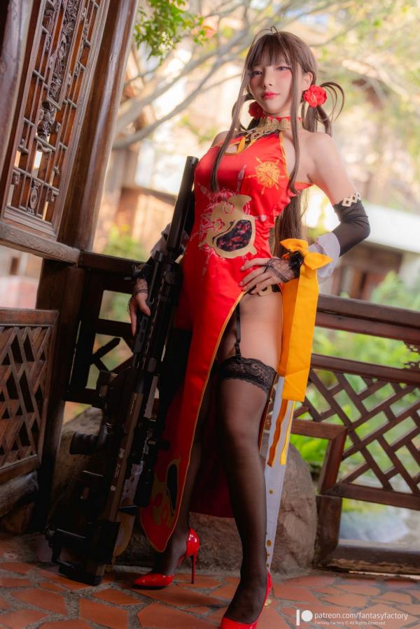    Fantasy-Factory-小丁Ding-少女前线-DSR-50-旗袍COS-性感美腿-冷艳枪械-古风场景-角色扮演-福利写真第2张图片