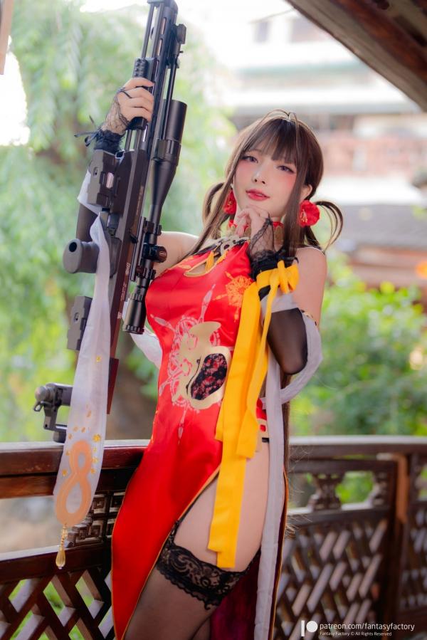    Fantasy-Factory-小丁Ding-少女前线-DSR-50-旗袍COS-性感美腿-冷艳枪械-古风场景-角色扮演-福利写真第5张图片